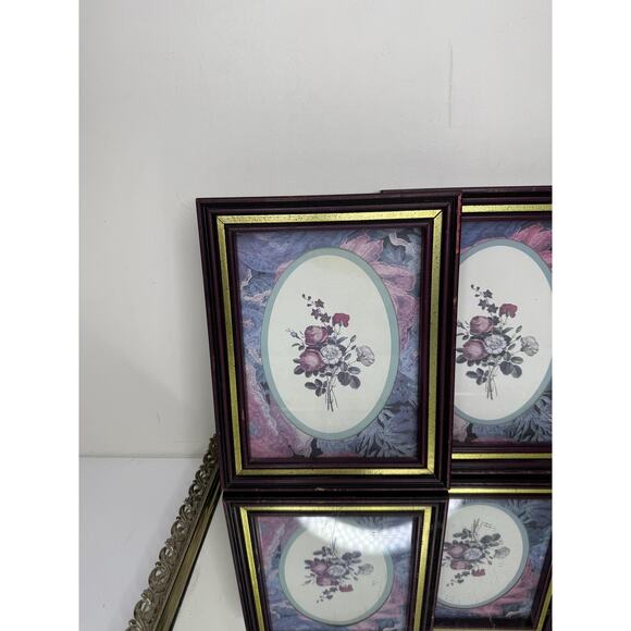 Vintage Gold/Mahogany Botanical/Floral pictures set of 2 - Picture 2 of 9